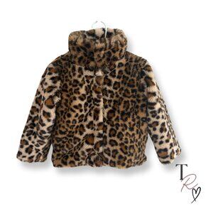 C&C California Faux Fur Leopard Print Sherpa Winter Coat Toddler Girls 3T